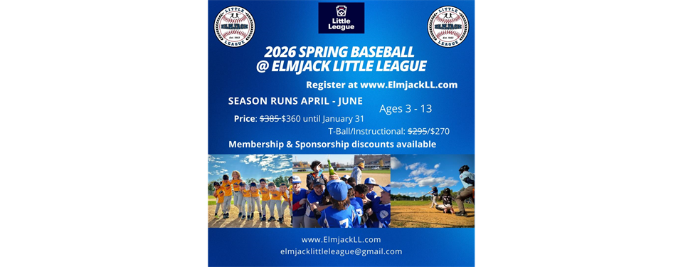 Register for Elmjack Spring Baseball