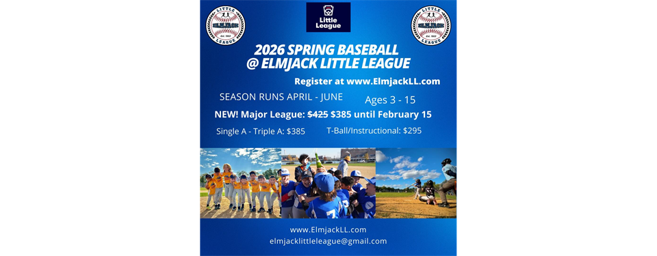 Register for Elmjack Spring Baseball