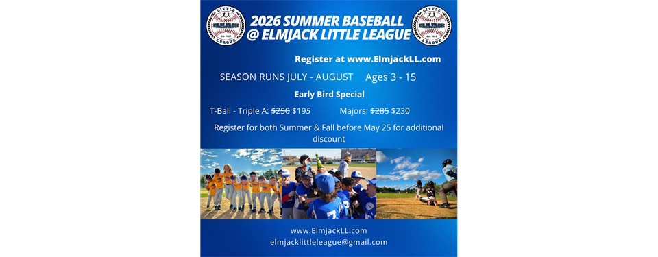 Register for Elmjack Summer (and Fall) Baseball