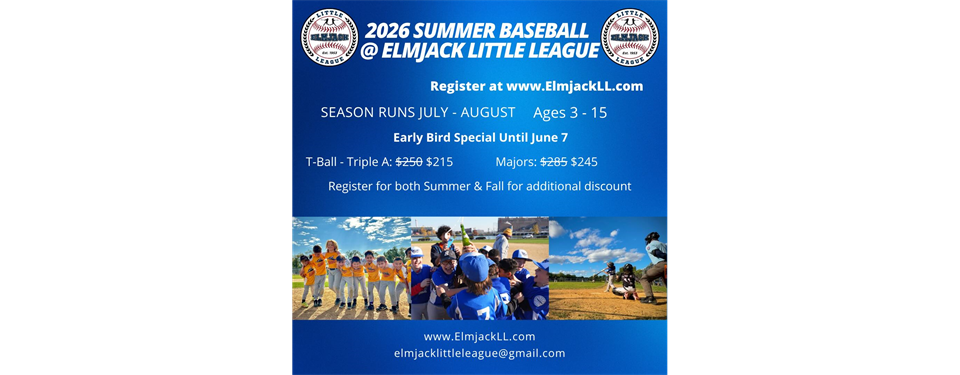 Register for Elmjack Summer (and Fall) Baseball